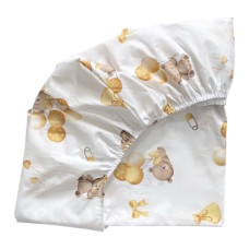 Простинка на гумці в ліжко Ведмедики з кульками Жовтий 120/60