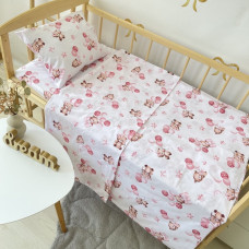 Постільна білизна в ліжко 120/60 Ведмедики з кульками Рожевий (підковдра 140*110, наволочка 40*50, простинка 120*60) Бязь Голд