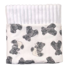 Плед плюш, без утеплення Ведмедики Сірий/ Білий плюш 100/80