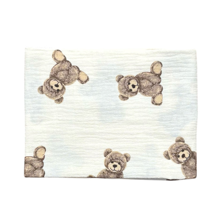 Муслінова пелюшка жатка 2 шари Ведмедики на Кремовому 90/65