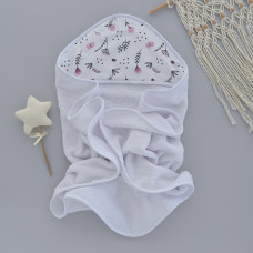 Дитячий рушник з кутиком махровий (100% котон) Квіточки Рожевий 90/80