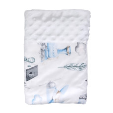 Плед плюш, без утеплення Потяг Блакитний/ Білий плюш пупиришка 100/80