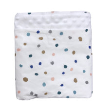 Плед плюш, без утеплення Точки/ Білий плюш пупиришка 100/80