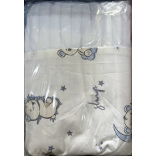 Плед плюш, без утеплення Ведмедик Місяць Блакитний/ Білий плюш 100/80