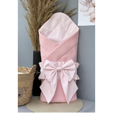 Мусліновий Плед- конверт 80/80 з бантом-гумкою Рожевий /Літо