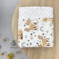 Плед плюш, без утеплення Лисичка/ Білий плюш пупиришка 100/80