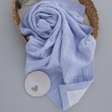 Вʼязаний плед демісезонний з підкладкою Ліловий косичка 90/80