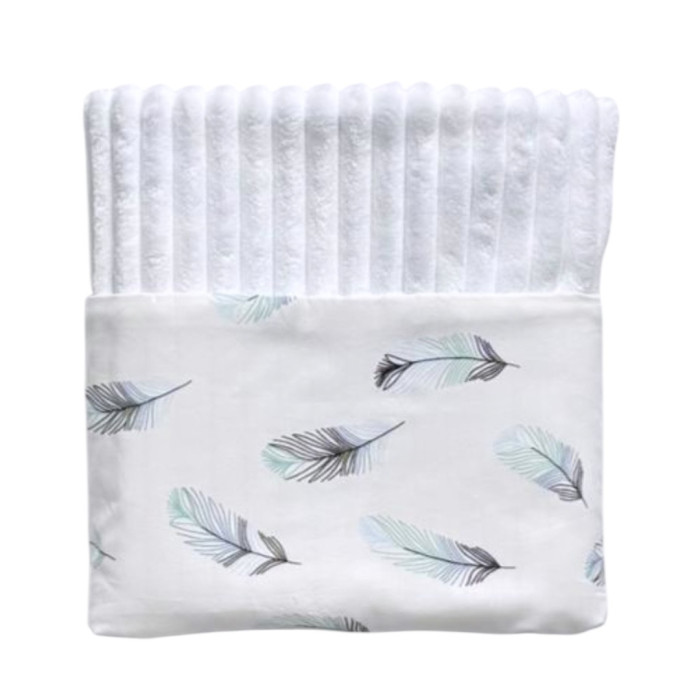 Плед плюш, без утеплення Пірʼїнки Блакитний/ Білий плюш 100/80