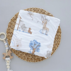 Плед плюш, без утеплення Зоопарк Синій/ Білий плюш 100/80