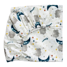 Простинка на гумці в ліжко Місяць Хмаринка Бірюзовий 120/60