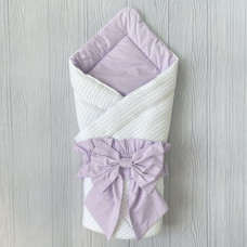 Плед-конверт з бантом резинкою Білий/Фіолетовий 80/80 /Літо