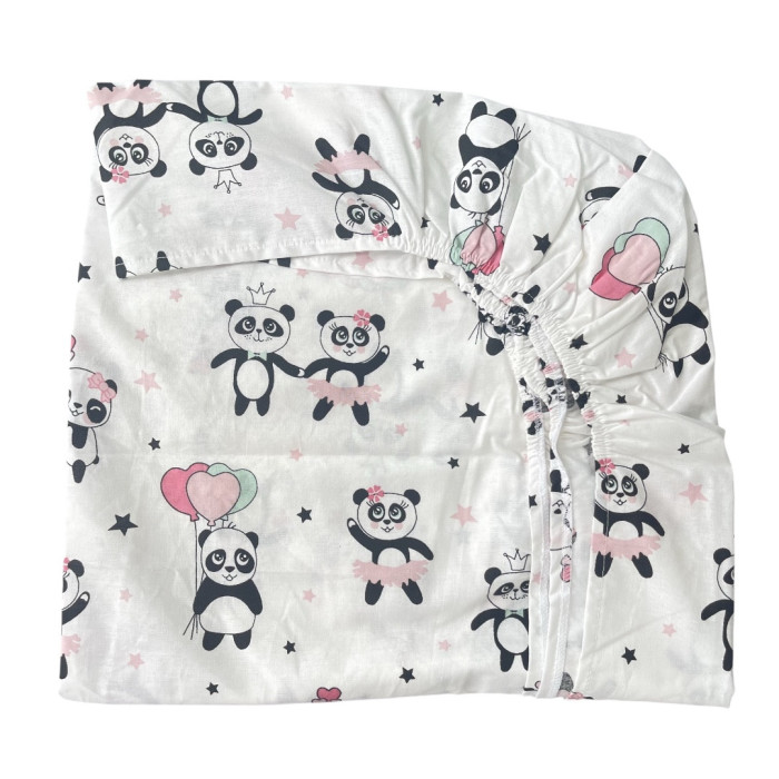 Простинка на гумці в ліжко Панди Рожевий 120/60