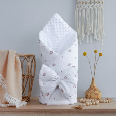 Плед зі зʼємним утепленням та бантом-резинкою Корони Рожевий (гліттер) / Білий плюш пупиришка 90/80