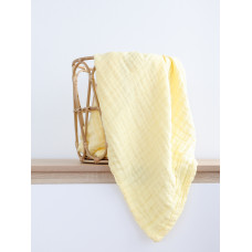 Мусліновий плед Жовтий жатка 6 шарів 100/100