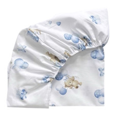 Простинка на гумці в ліжко Ведмедики з кульками Блакитний 120/60