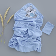 Дитячий рушник з кутиком махровий Ведмедик Зірка Блакитний 90/85