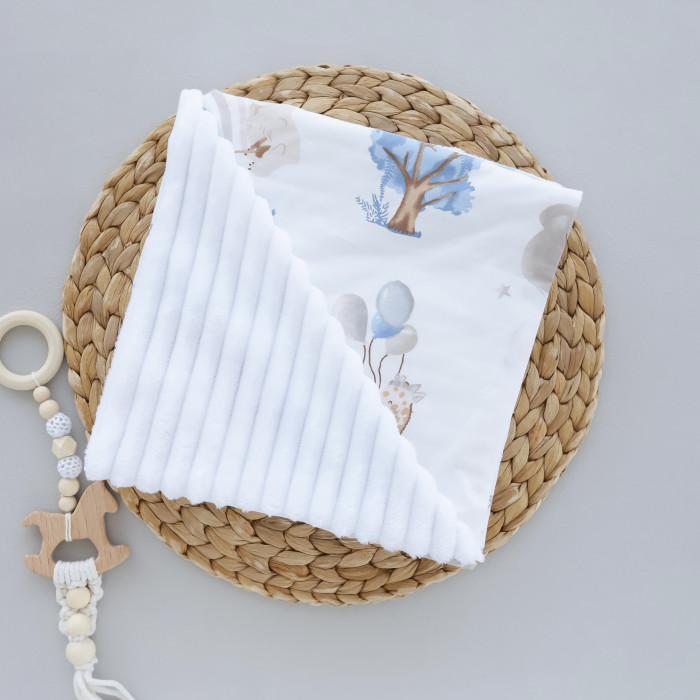 Плед плюш, без утеплення Зоопарк Синій/ Білий плюш 100/80