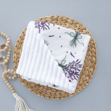 Плед плюш, без утеплення Лаванда / Білий плюш 100/80