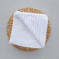 Плед плюш, без утеплення Вафелька Айворі /Білий плюш 100/80