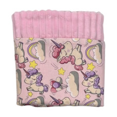 Плед плюш, без утеплення Единоріжки Рожевий / Рожевий плюш 100/80