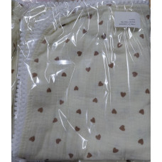 Мусліновий плед жатка 2 шари Сердечка дрібні Коричневий 130/100