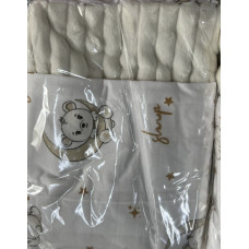 Плед плюш, без утеплення Ведмедик Місяць Бежевий /Молочний плюш 100/80