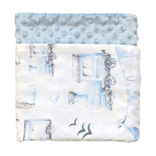 Плед плюш, без утеплення Потяг Блакитний/ Блакитний плюш пупиришка 100/80