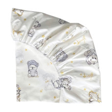 Простинка на гумці в ліжко Ведмедики Місяць Сірий 120/60