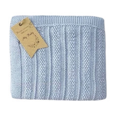 Плед вʼязаний ДЕМІ Блакитний Полоска 90/80