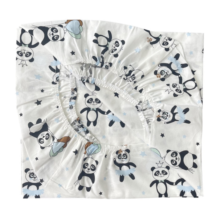 Простирадло на гумці в ліжко Панди Блакитний 120/60