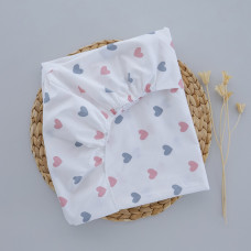 Простинка на гумці в ліжко Сердечка Рожевий 120/60