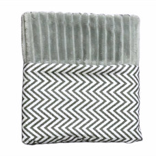 Плед плюш, без утеплення Зігзаг чорний/ Сірий плюш 100/80