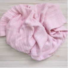В'язаний плед ДЕМІ смужка Ніжно Рожевий 90/80