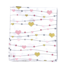 Бавовняна пелюшка Сердечка Рожевий -Золото (гліттер) 90/80