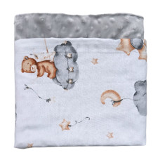 Плед плюш, без утеплення Ведмедик з кульками /Сірий плюш пупиришка 100/80