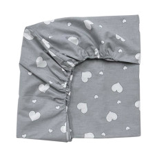 Простинка на гумці в ліжко Сердечка білі на сірому 120/60