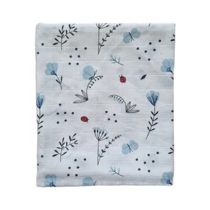 Муслінова пелюшка Квіточки Блакитний 90/80