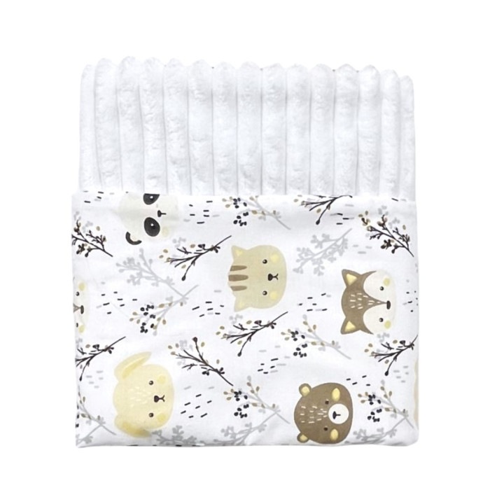 Плед плюш, без утеплення Ведмедики Коричневий / Білий плюш 100/80