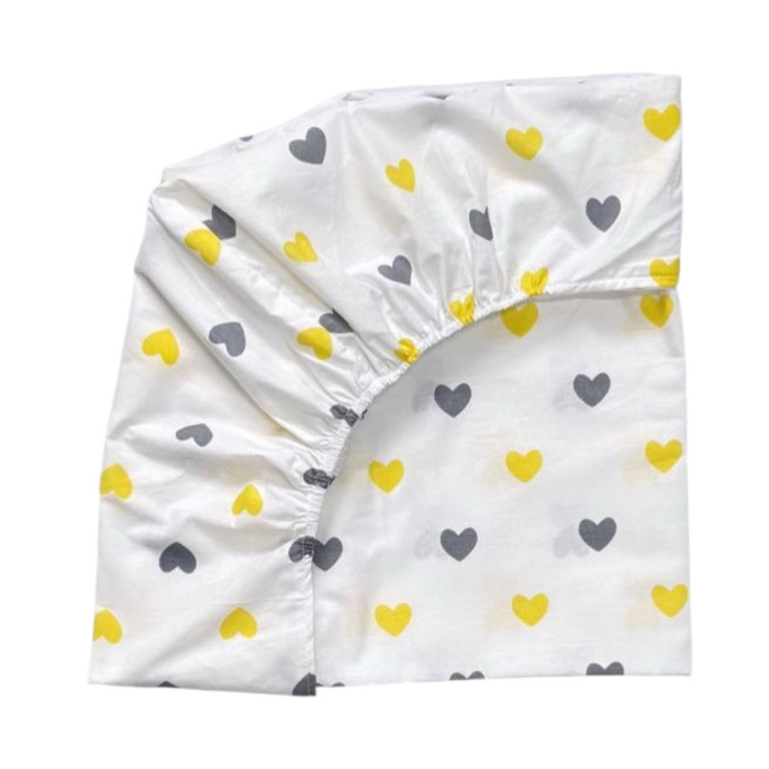 Простирадло на гумці в ліжко 120/60 Сердечка Жовтий