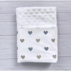 Плед плюш, без утеплення Сердечка Сірий/ Білий плюш Пупиришка 100/80