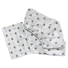 Простинка на гумці в ліжко 90/200/20 + наволочка 40/60 Сердечка Сірий