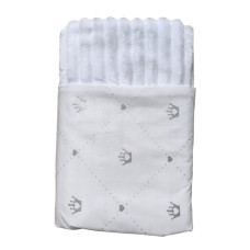 Плед плюш, без утеплення Корони Срібний (гліттер) / Білий плюш 100/80