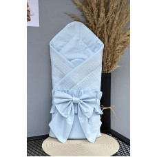 Плед- конверт мусліновий 80/80 з бантом-гумкою Блакитний /Літо